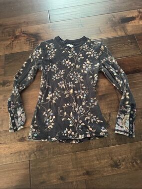 Sundance Black Floral Long-Sleeve Thermal Tee